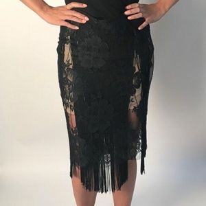 Stella McCartney Skirt Fringe black Lace skirt